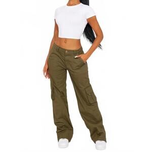 Green Loose Cargo Jogger Pants Small